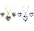 24k Yellow and White Gold 2Ct Amethyst Full Necklace Set 18 inch Plated A18524