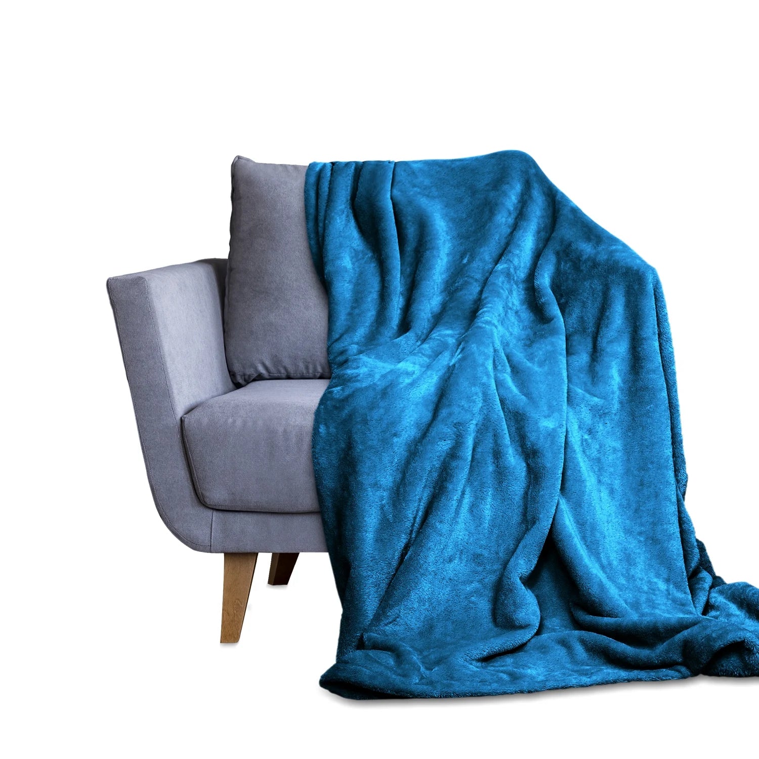Blue Plush Microfiber Throw Blanket L61795