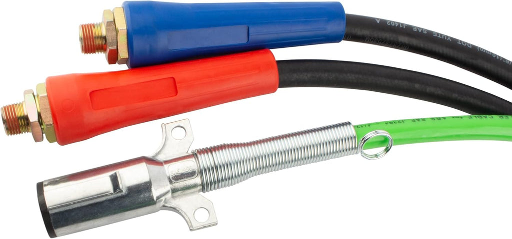 15 Ft 3 in 1 ABS & Air Power Line Hose Wrap 7 Way Electrical Cable with Handle Grip & Gladhands for Semi Truck Trailer Tractor Z9537