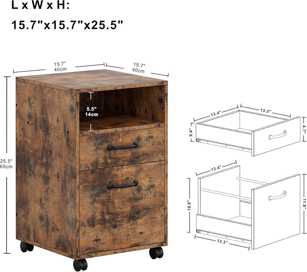 Vintage Brown Lateral Filing Cabinet with 2 Drawers P912