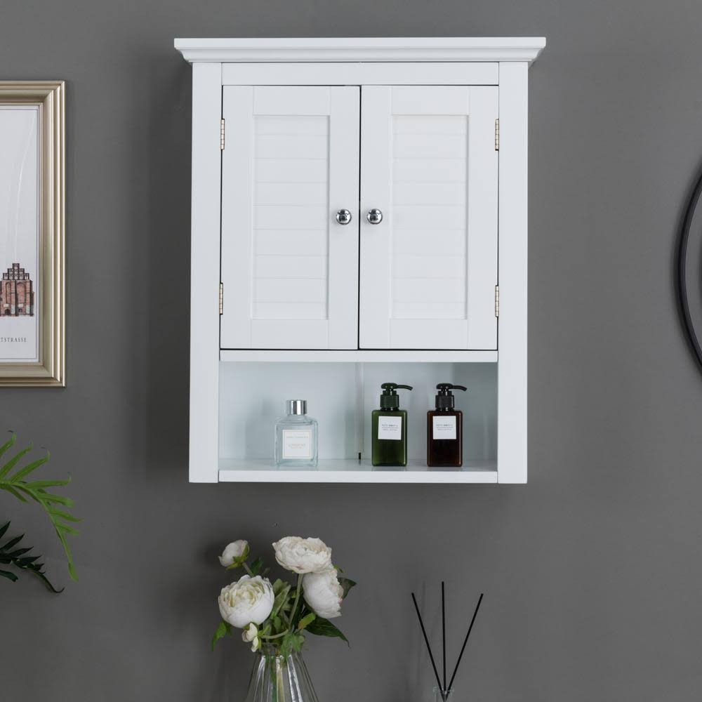 White Wall Cabinet with Double Doors Z934571