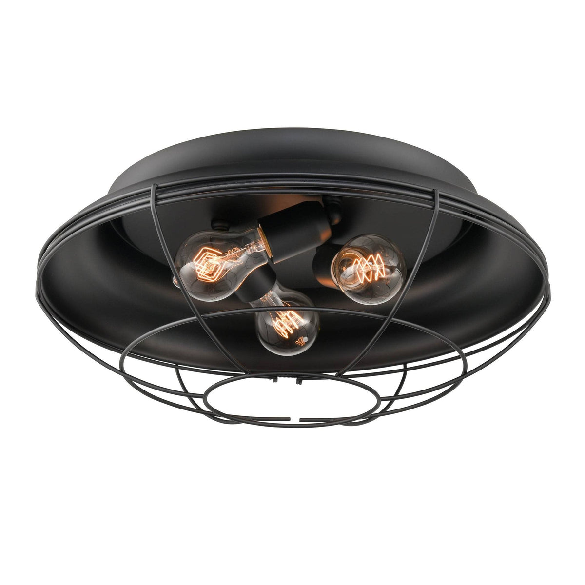 Matte Black 3 Light Flush Mount Lighting N958159