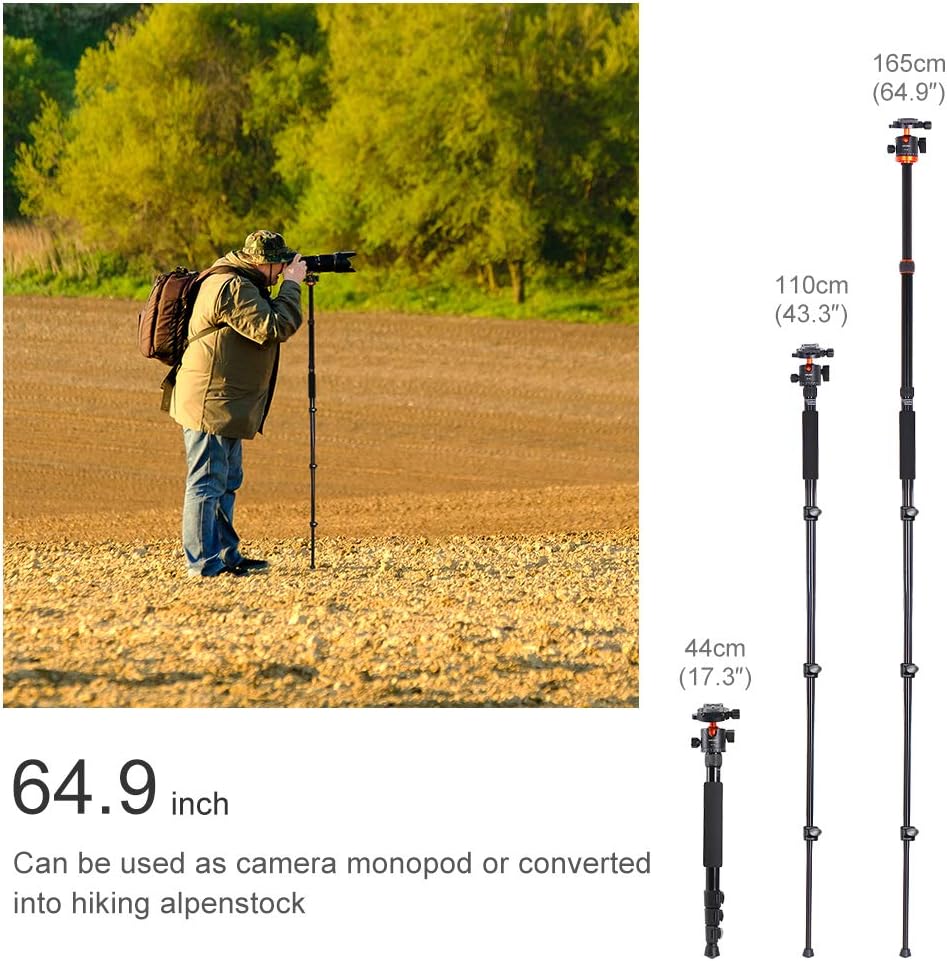 62'' Aluminum Camera Tripod with Detachable Monopod K53968