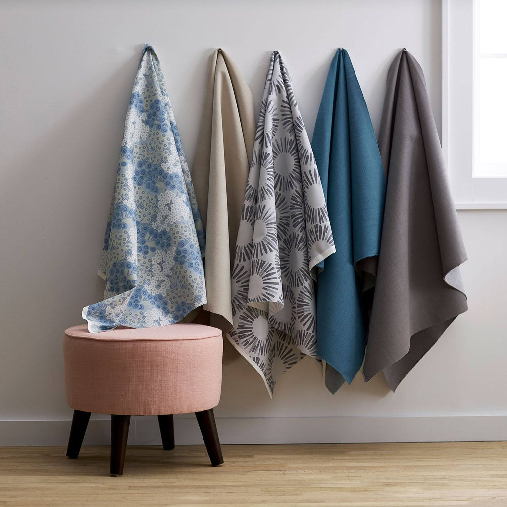 Black Linen Round Ottoman A4698