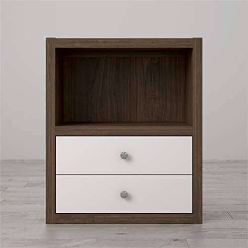 Walnut and White 2 Drawer Bookcase F930043