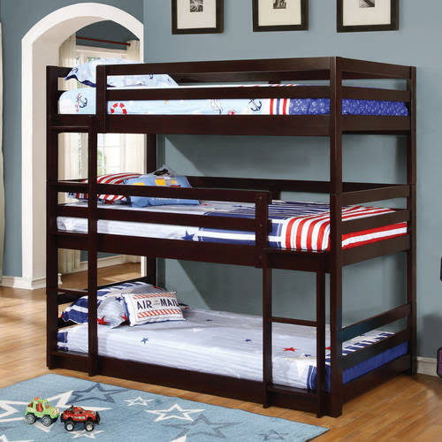 Triple Twin Bunk Bed in Cappuccino Finish F410279