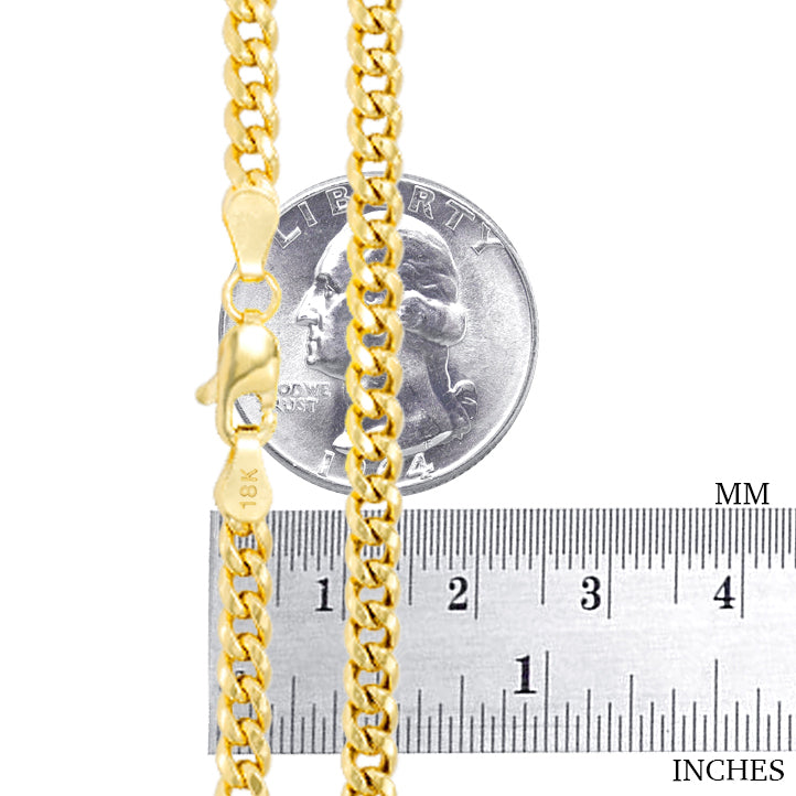 18K Yellow Gold Solid Miami Cuban Link Chain Pendant Necklace 16" - 30" A403