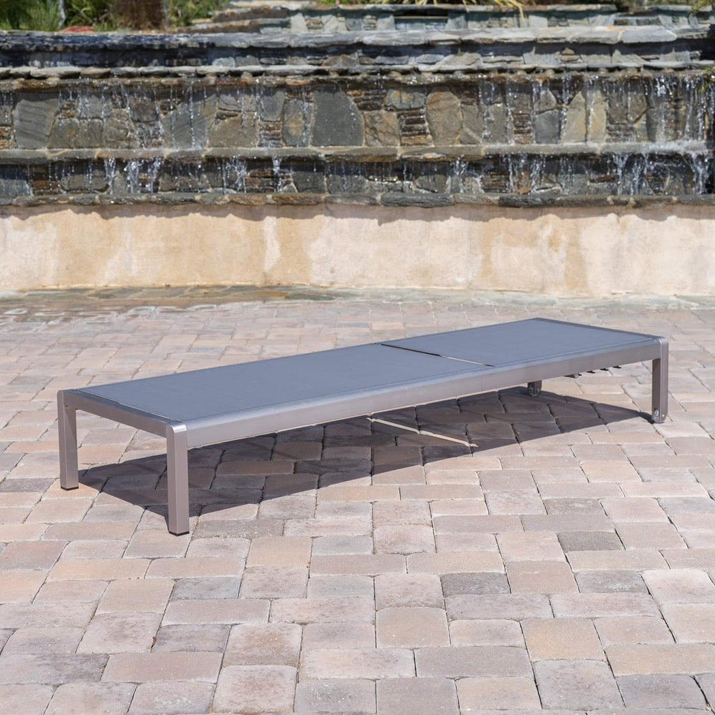 Silver / Dark Grey Outdoor Mesh Chaise Lounge G8991