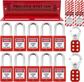 Lockout Tagout Station with 10 Padlocks, 2 Hasps, 20 Tags, 20 Nylon Cables I509033