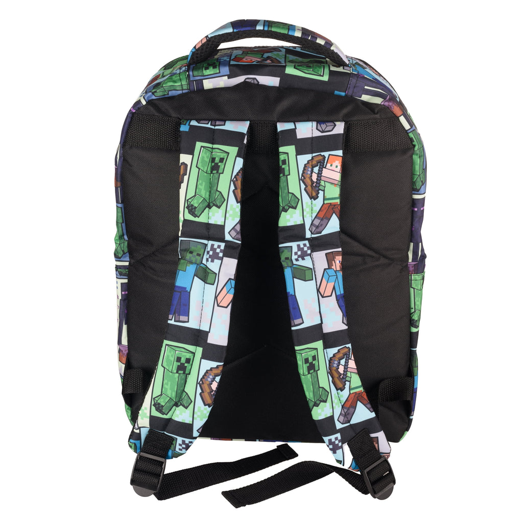 Minecraft Backpack with Front Zip Pocket, Adjustable Padded Mesh Straps, 16 Inches E417187
