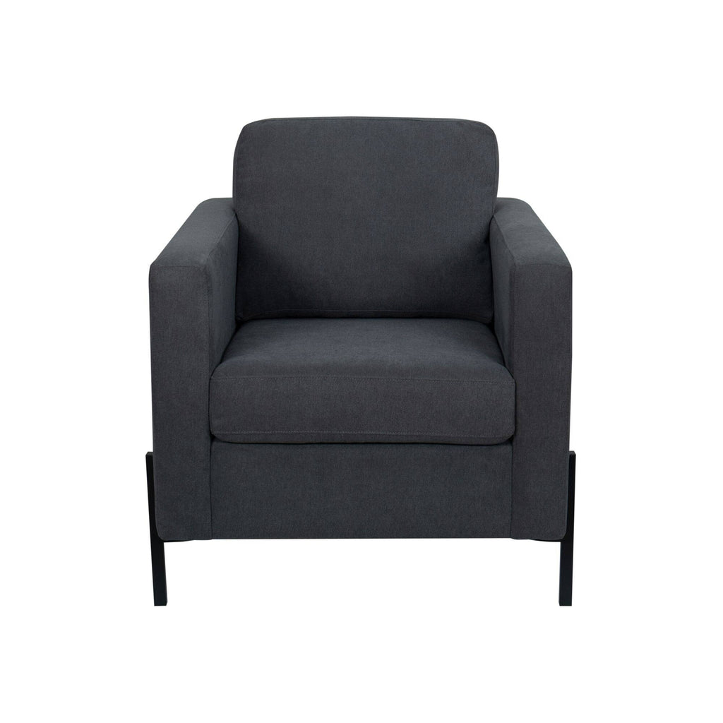 Creamy White Armchair with Black Metal Leg I620907