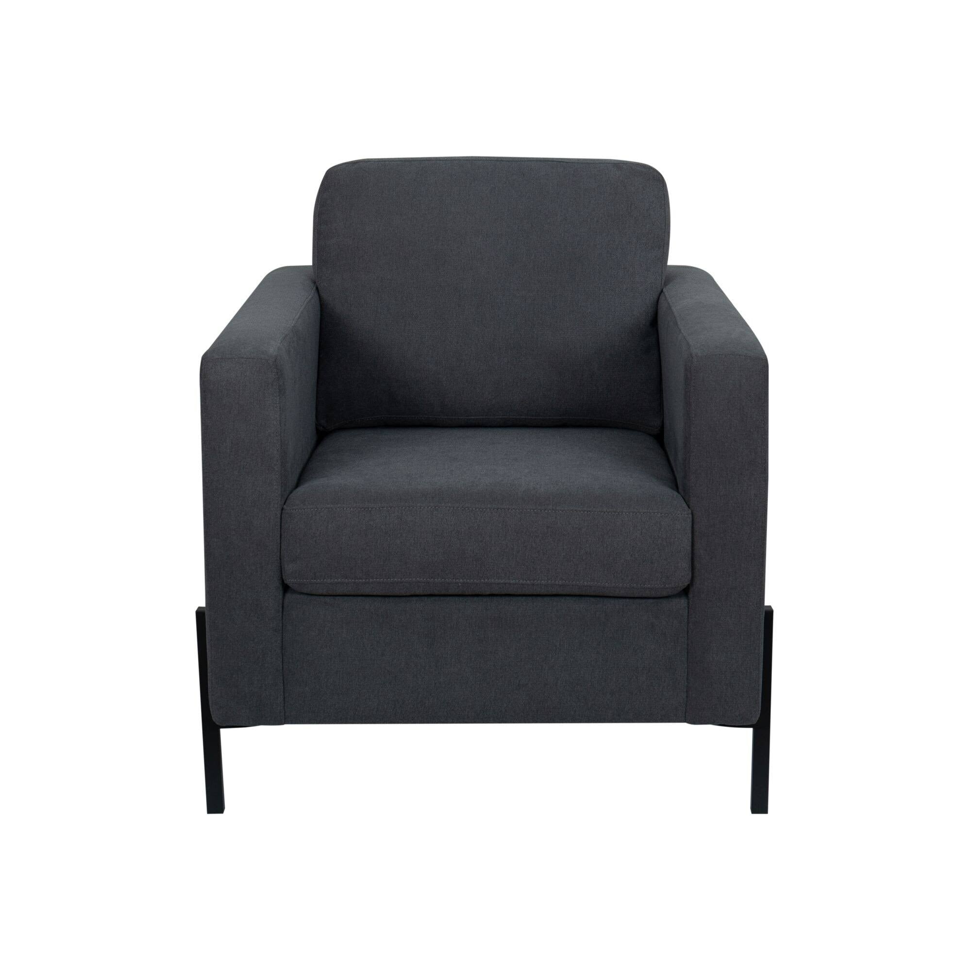 Creamy White Armchair with Black Metal Leg I620907