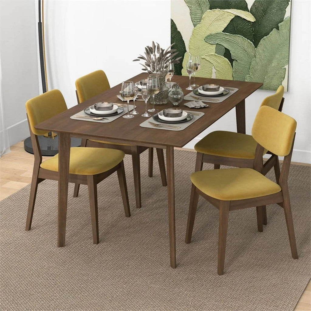 Velvet Dining Chair in Dark Yellow (Set of 2) J467985