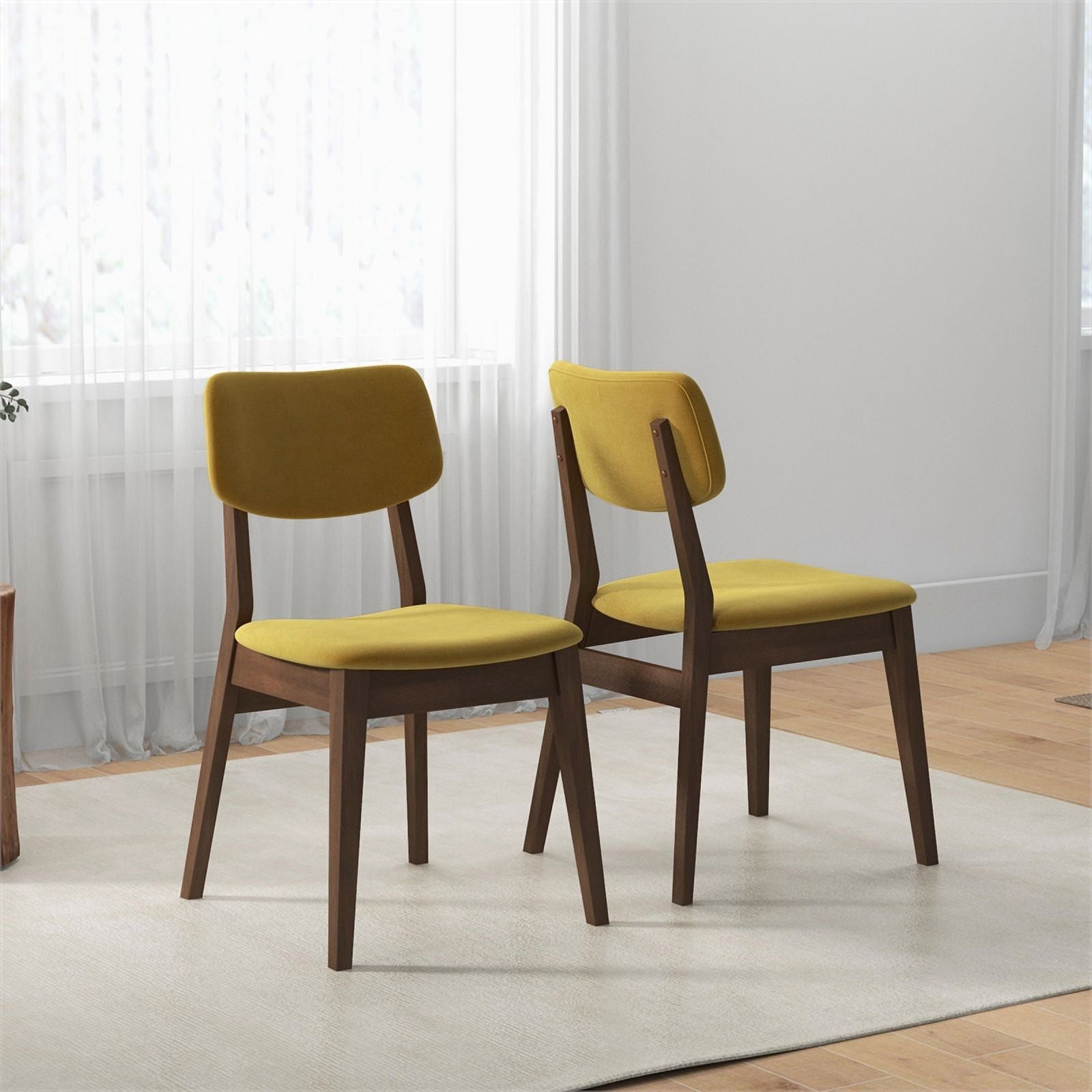 Velvet Dining Chair in Dark Yellow (Set of 2) J467985