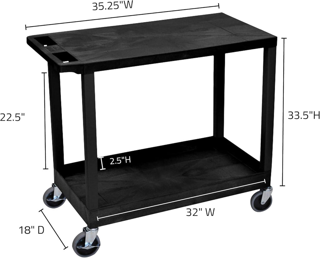 Black Mobile Heavy-Duty Utility Cart with One Tub and One Flat Shelf G289351