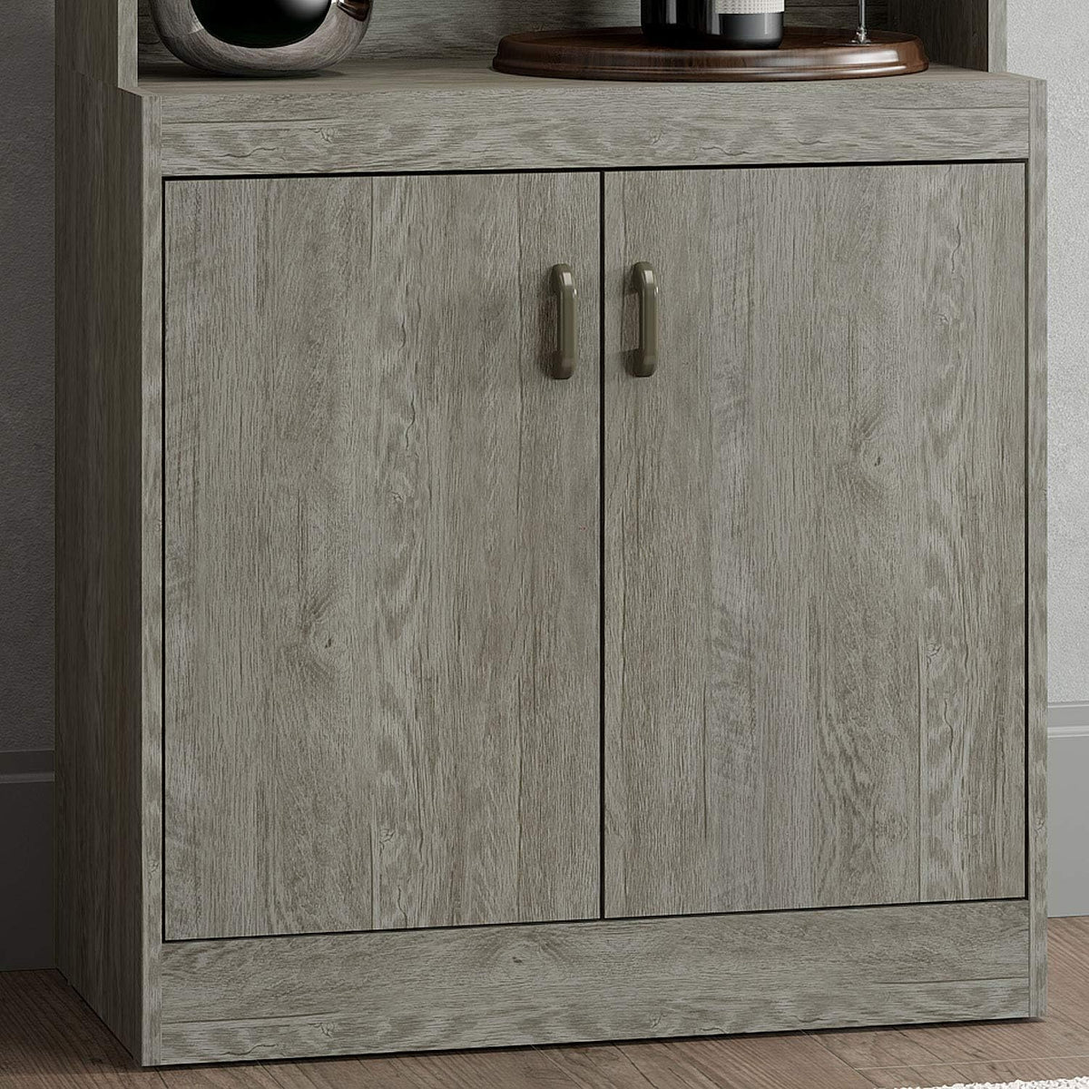 Microwave Cabinet with Double Doors and Glass Doors with Shelf S89472