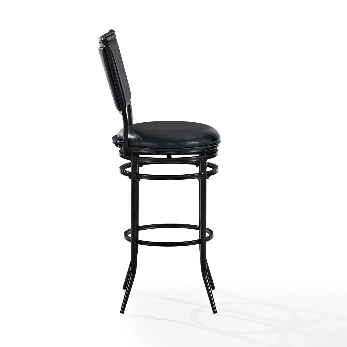 Black Faux Leather Swivel Bar Stool I483