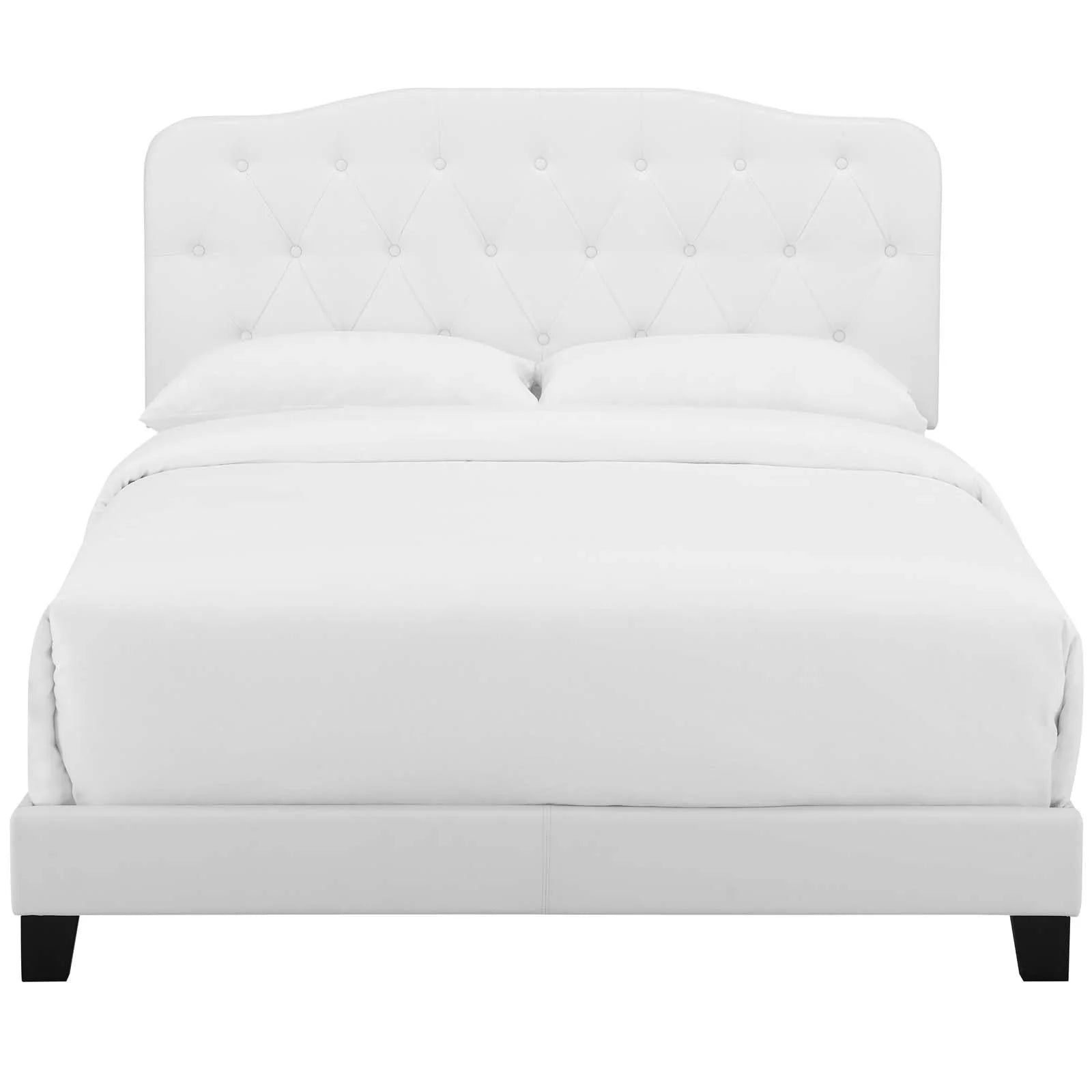 White Full Size Faux Leather Bed Frame X85349