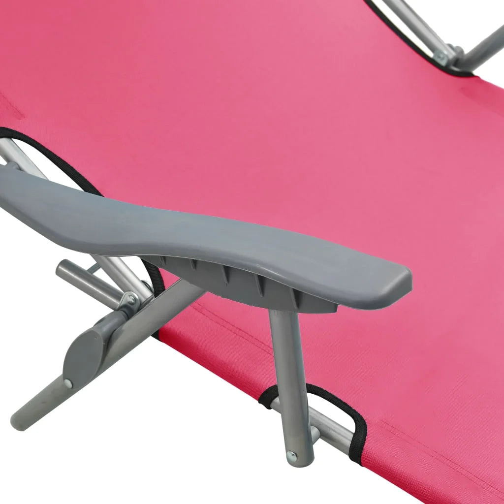 Pink Steel Sun Lounger with Canopy W631777