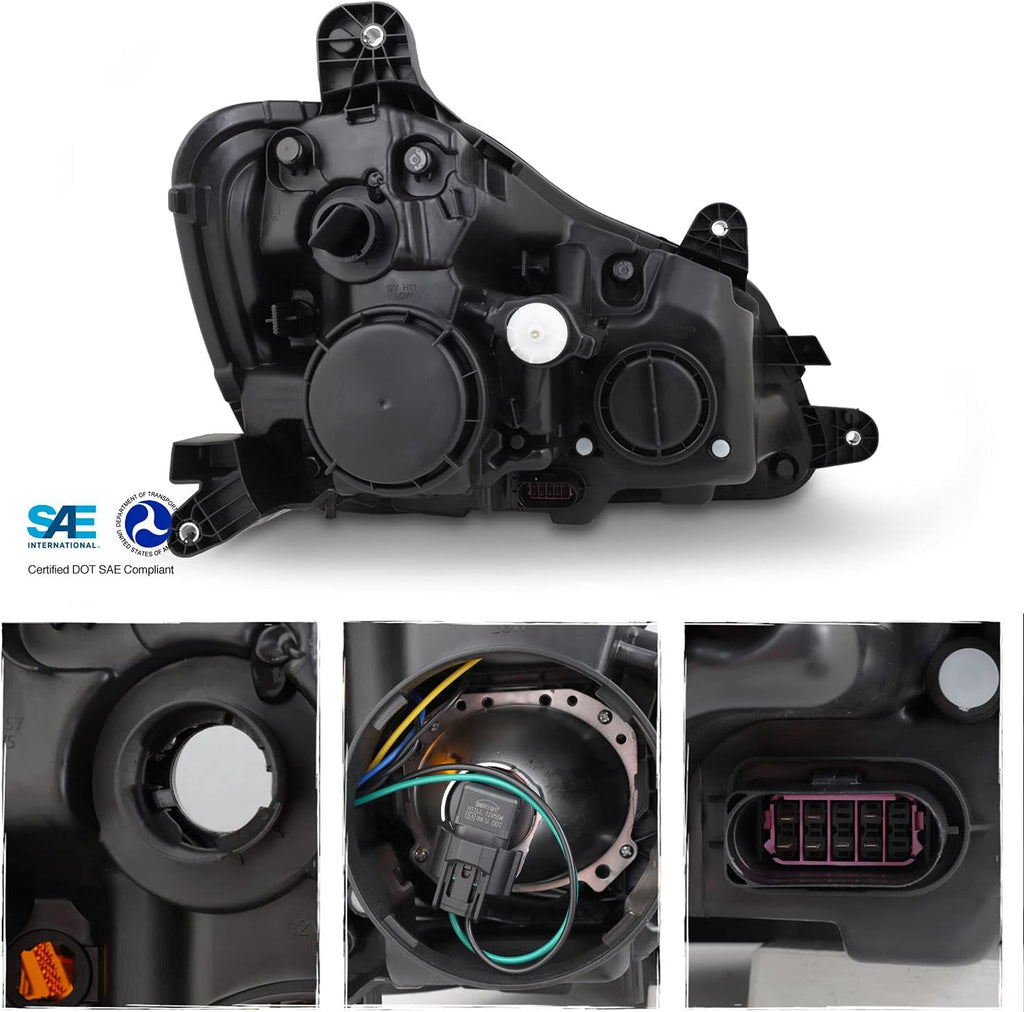 Pair Halogen Projector Headlights Black Housing I700