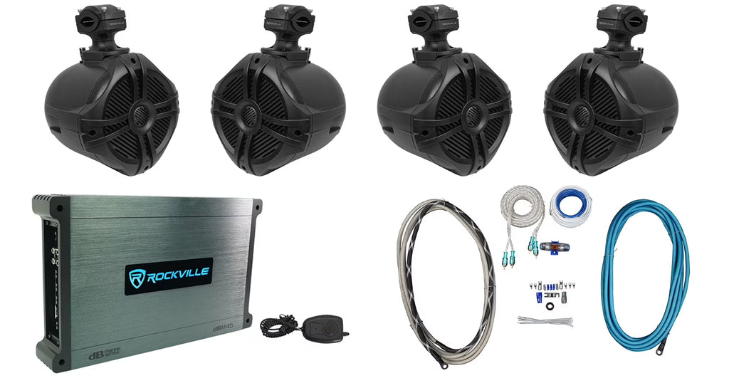 Black 6.5" Marine Wakeboard Tower Speakers with Amplifier Z867394