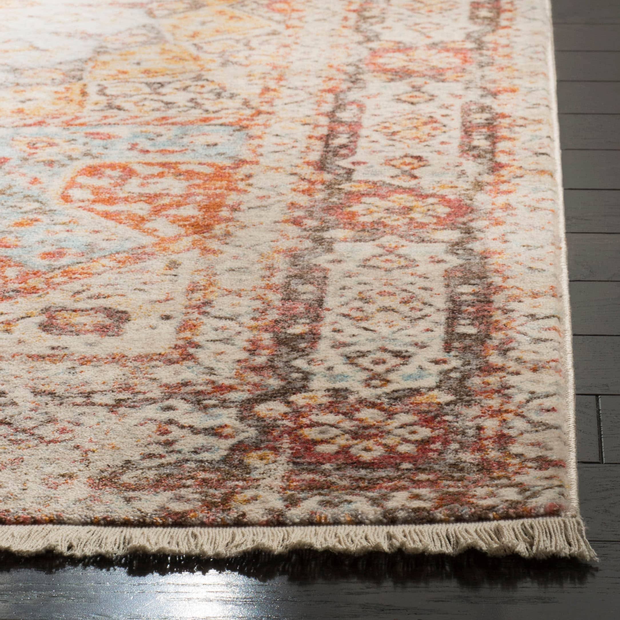 Cream Rust Rectangle Rug V657