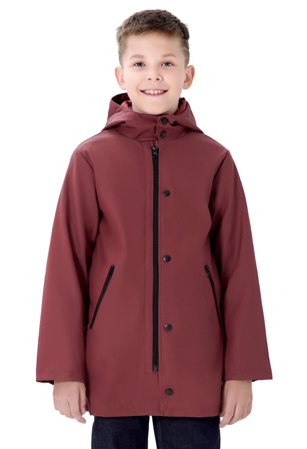 Boys Lightweight Waterproof Hooded Cotton Lined Rain Jacket T372655