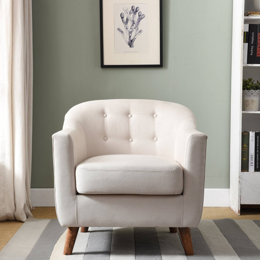 Light Blue Fabric Barrel Club Chair H61568
