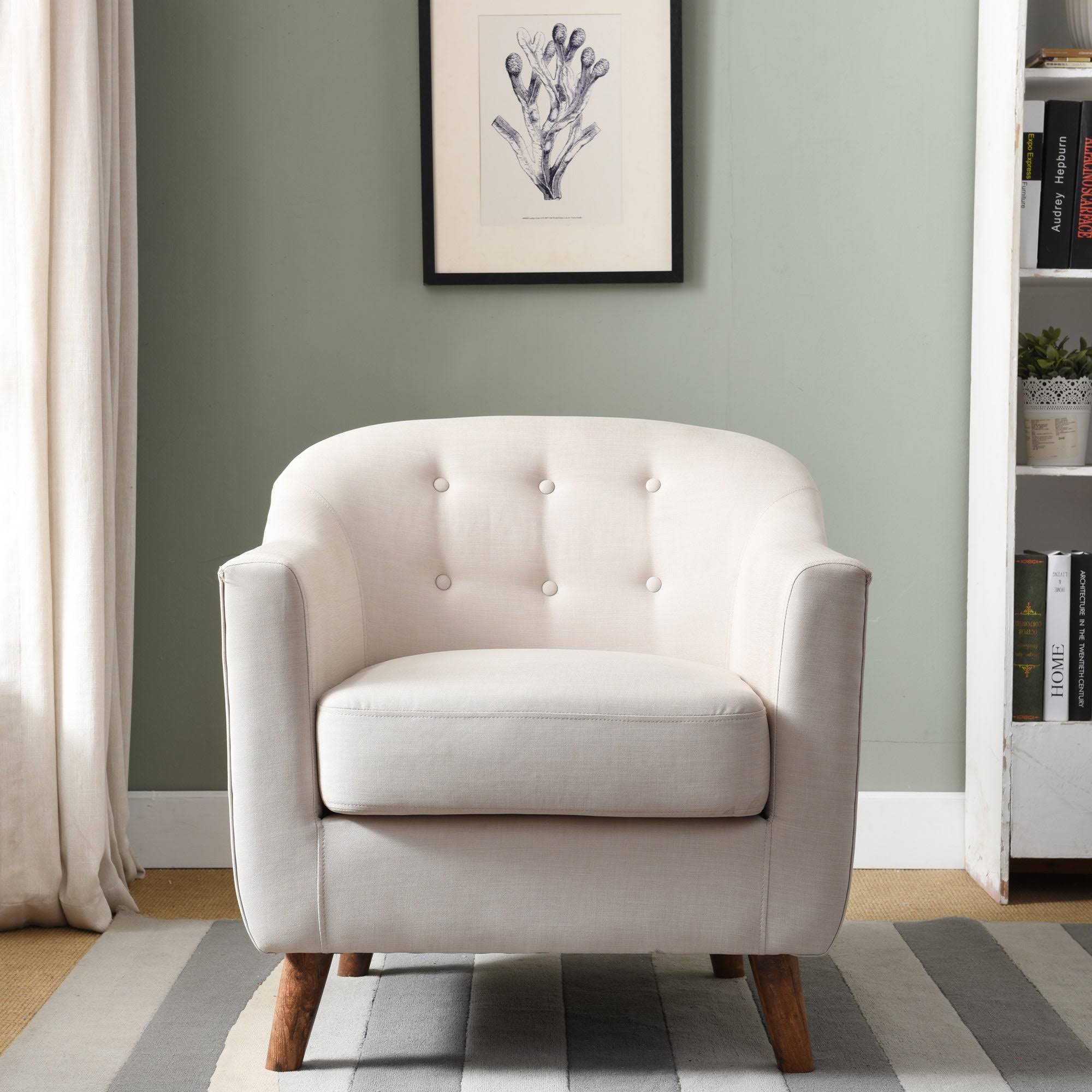 Light Blue Fabric Barrel Club Chair H61568