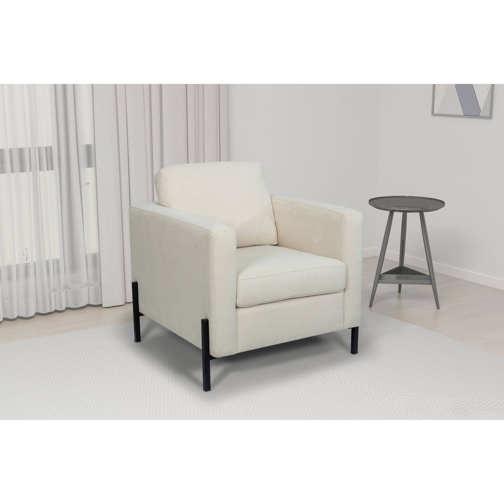 Creamy White Armchair with Black Metal Leg I620907