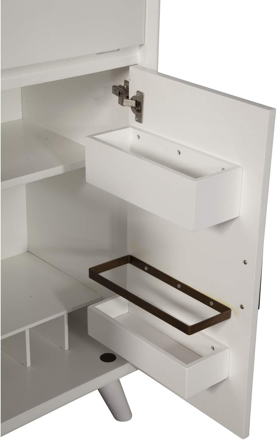 White Large Bar Cabinet with Drop Down Tray Q516