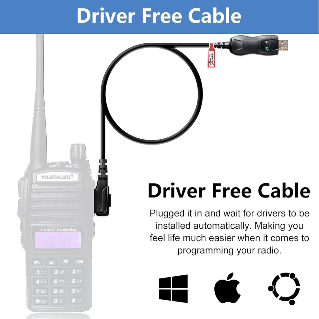 2PCS Dual Band Ham Radio Handheld with Programming Cable and Long Antenna T345