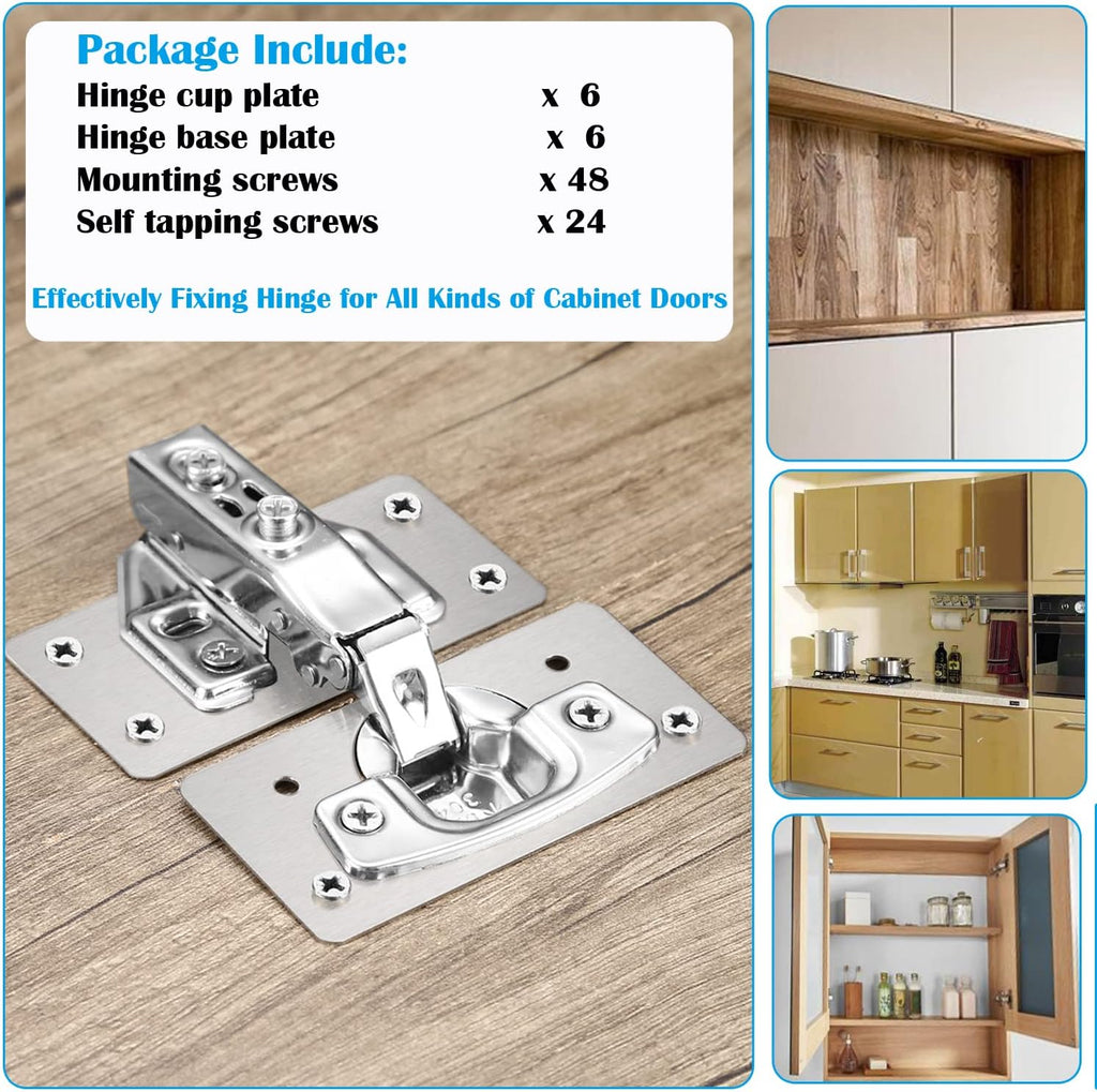 12-Pack Stainless Steel Cabinet Hinge Repair Kit with Mounting Screws A5175
