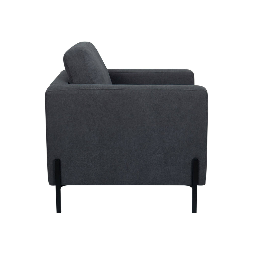 Creamy White Armchair with Black Metal Leg I620907