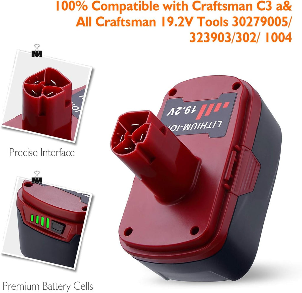 2Packs 5.0Ah C3 Lithium Battery for 19.2 Volt Cordless Battery Pack of 2 W48082