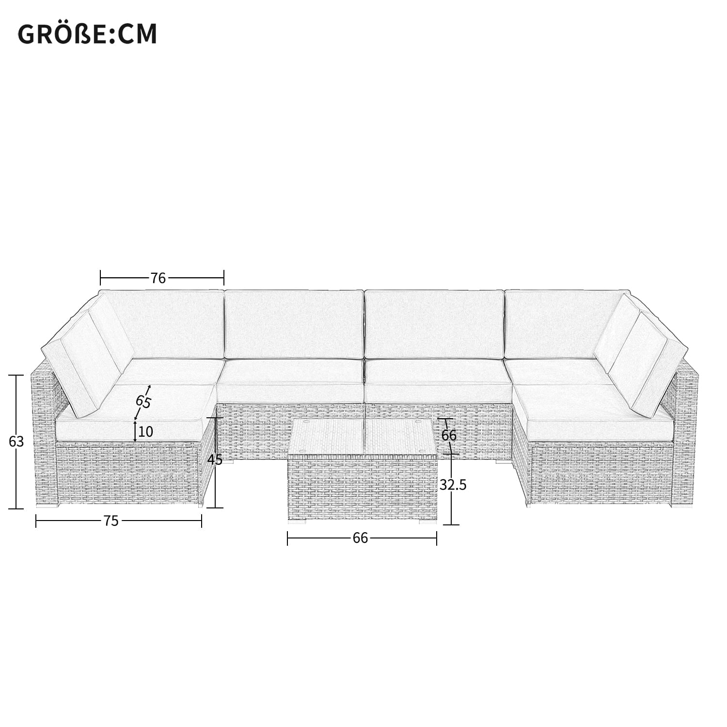 7pcs Rattan Sectional Sofa G96767