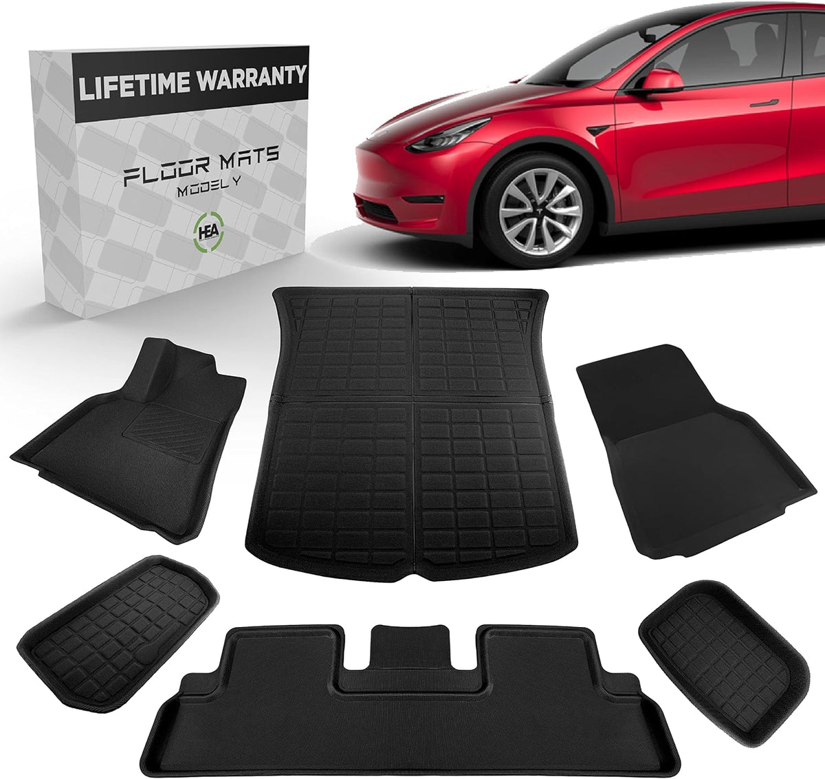 Black 3D All Weather Floor Mats for Tesla Model Y H436529
