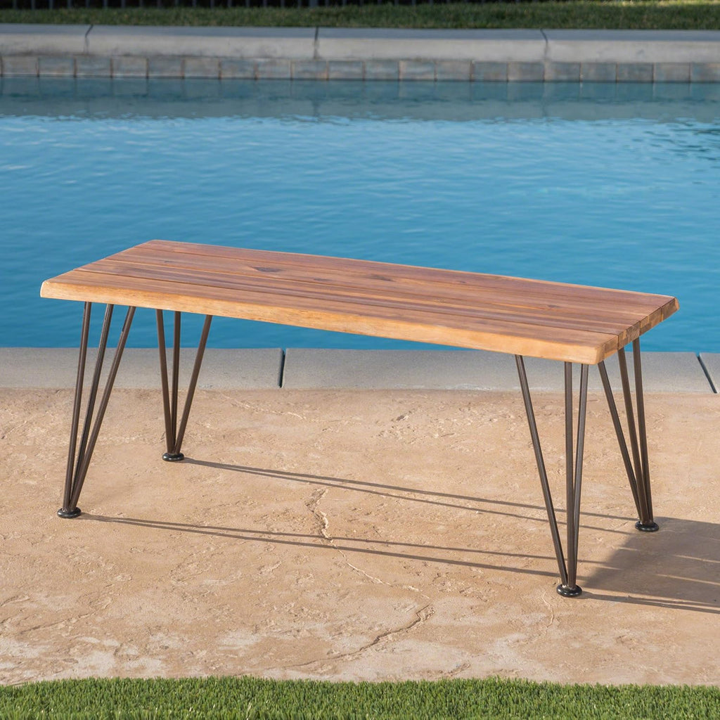 Industrial Iron and Teak Finished Acacia Wood Coffee Table L657