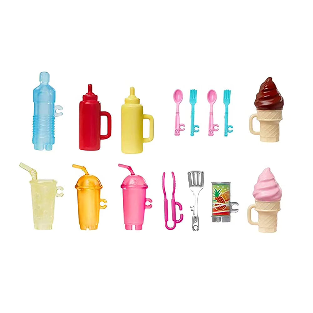 Replacement Drink Cups, Ice Cream and Silverware for Doll Playset F640587