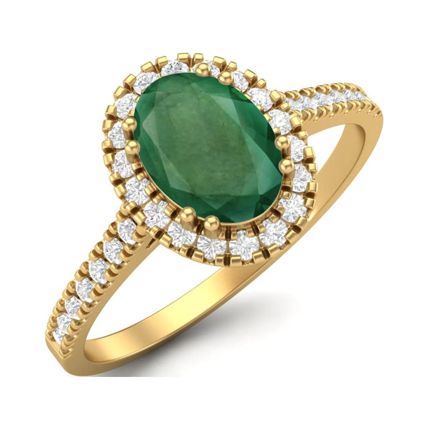 Oval Emerald Halo 925 Sterling Silver Gold Vermeil Ring Y480