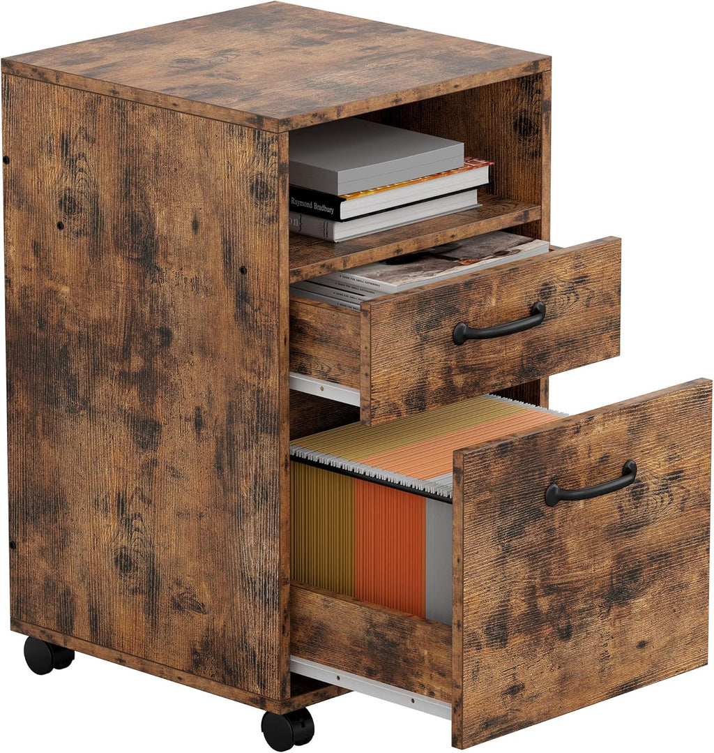 Vintage Brown Lateral Filing Cabinet with 2 Drawers P912