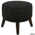 Black Linen Round Ottoman A4698