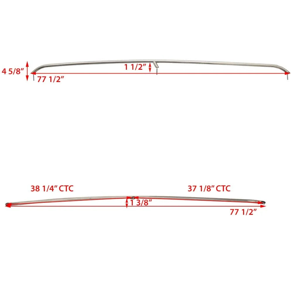 316LS 77 1/2 Inch SS Boat Bow Grab Rails (Pair) V11321
