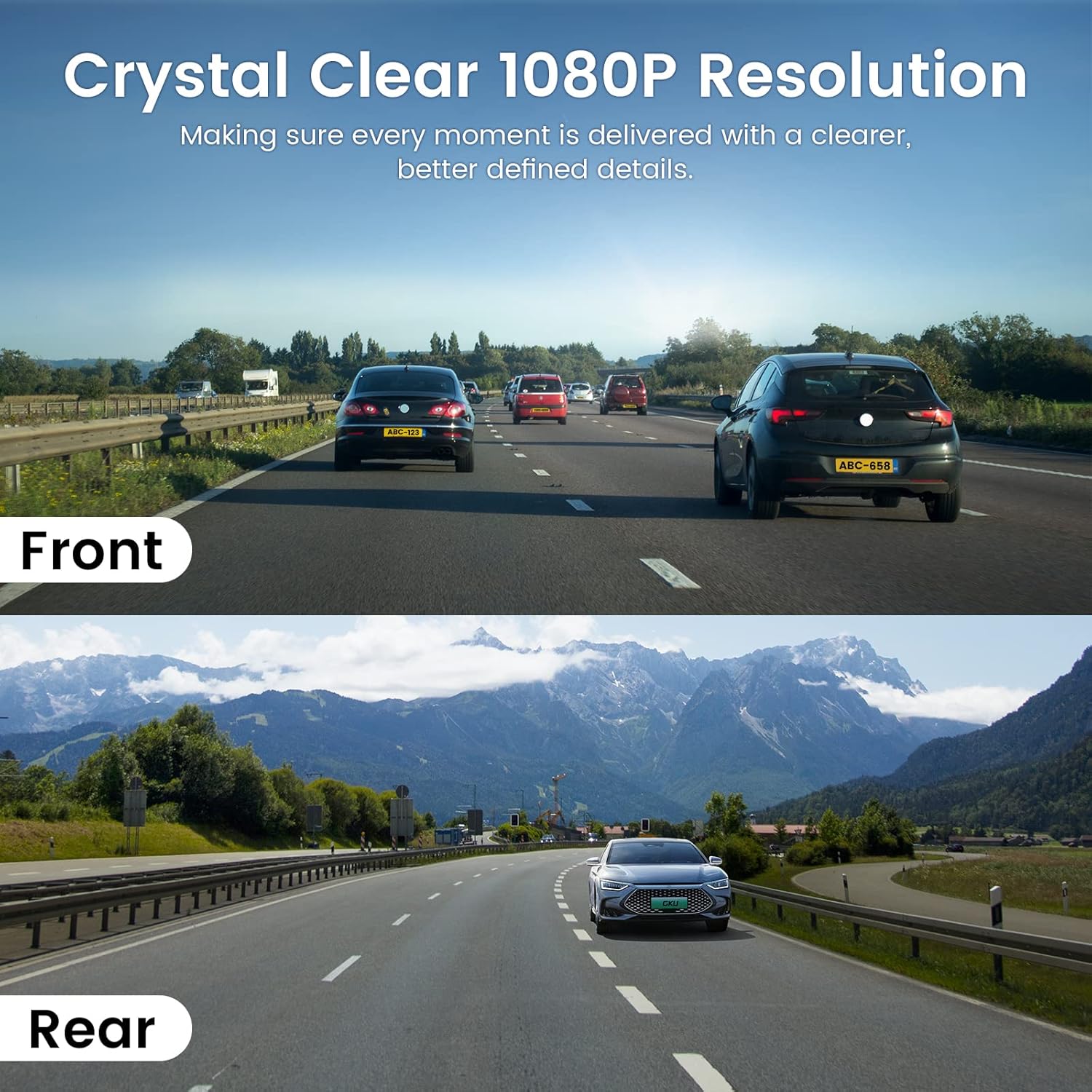 Dash Cam Front and Rear Full HD Dual 1080P 170° Wide Angle Car Camera with Night Vision, Parking Monitor, Motion Detection, Loop Recording Pack of 2 Q7924