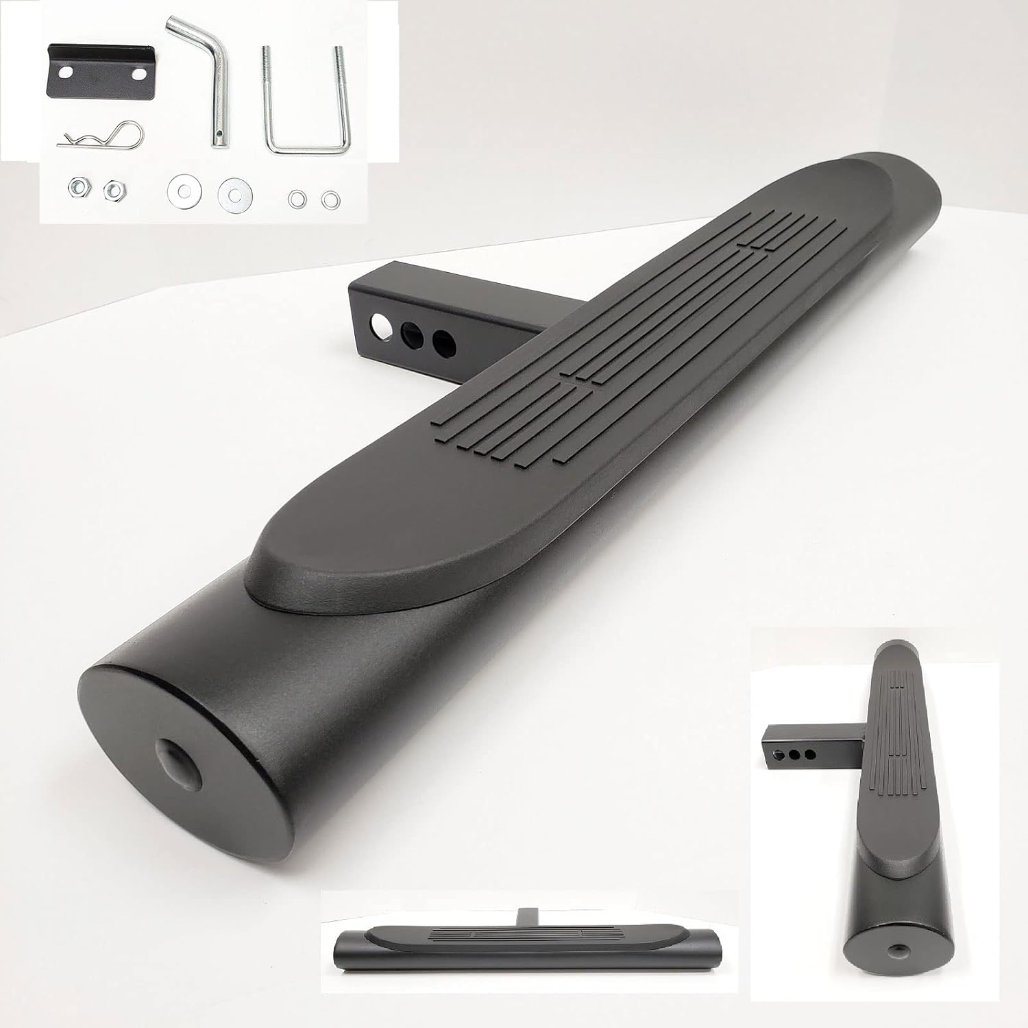 28" Towing Hitch Step Bar 2" Receiver Black 4" Oval Straight Universal Truck Trailer Rear Bumper Guard R1876