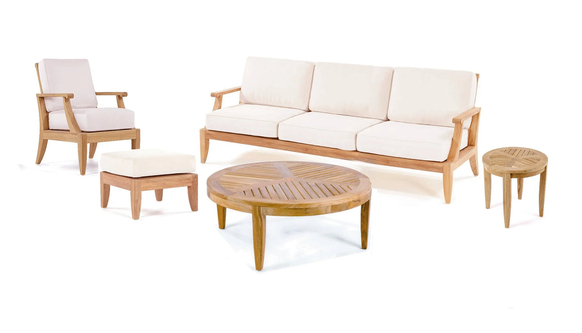 5 Pc Sofa Set with Cushions in Canvas White A518837