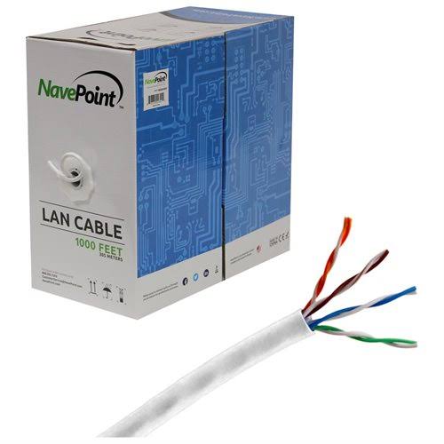 Cat6 1000ft CCA UTP Solid 23AWG White 550MHz Bulk Ethernet Cable W846798