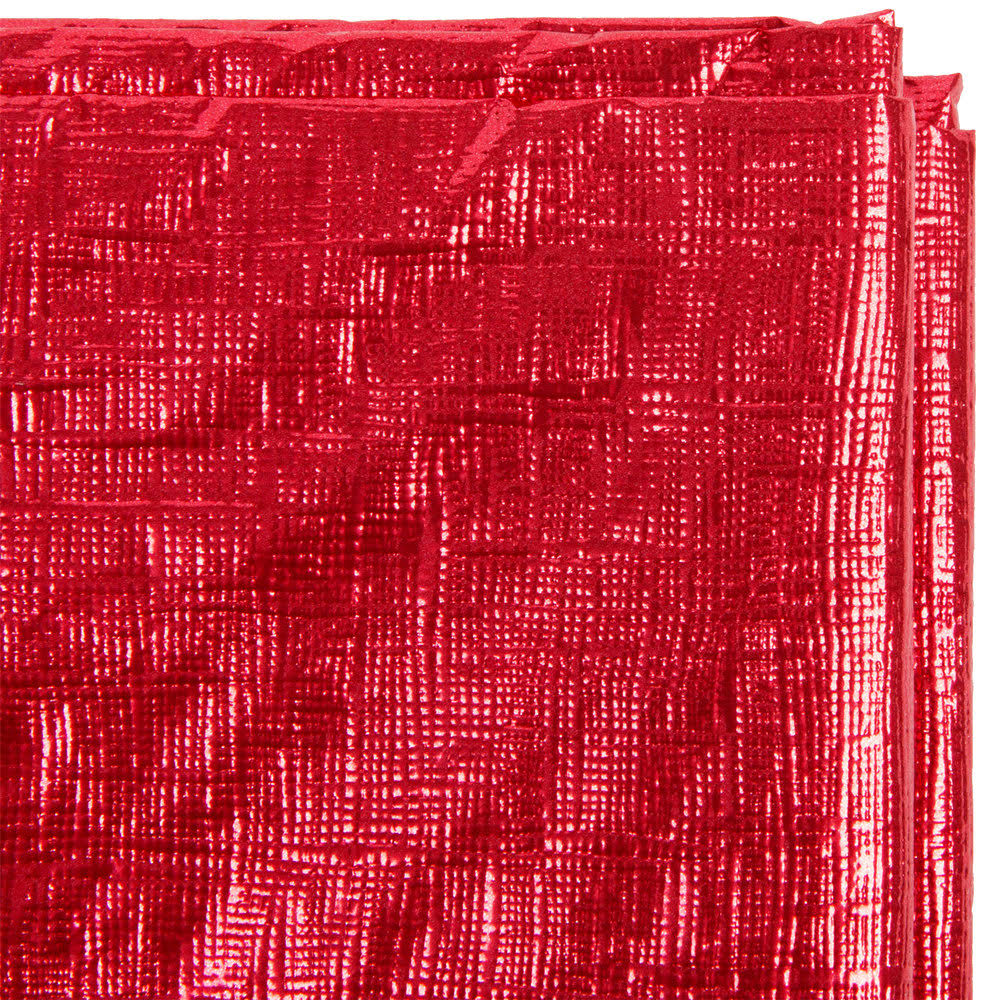 Red Metallic Plastic Table Cover - 12/Case E127