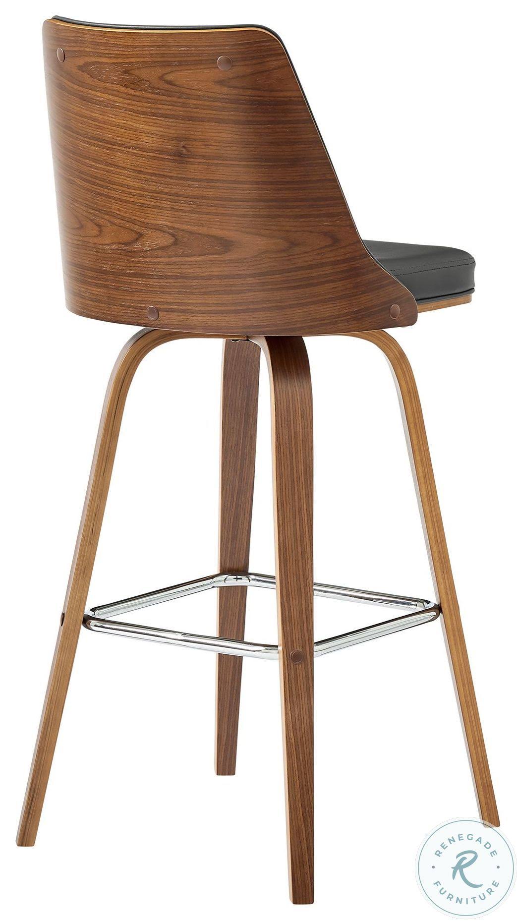 Gray Faux Leather and Walnut Wood Swivel Counter Stool F6723