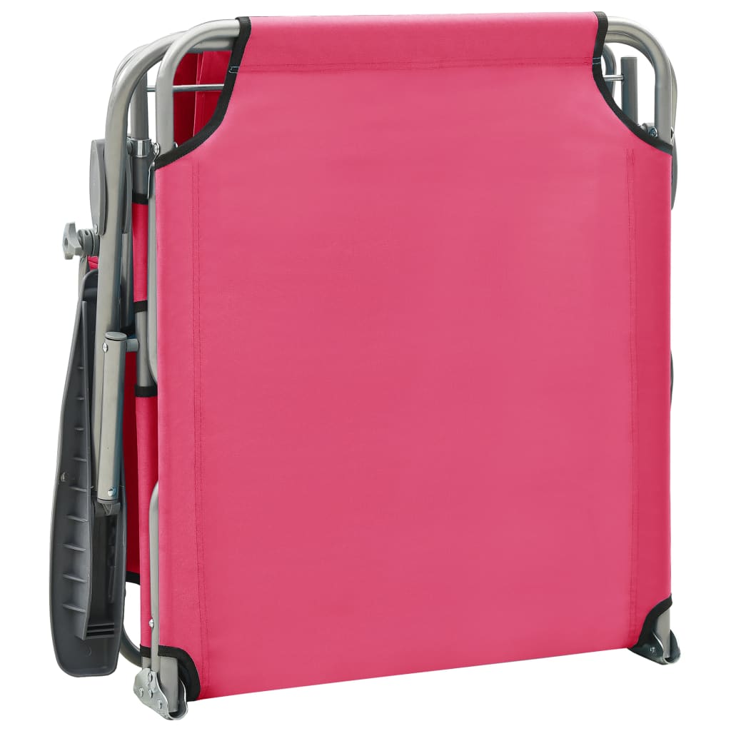 Pink Steel Sun Lounger with Canopy W631777